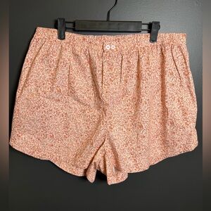 NWT Free People Intimately Boxer Shorts XL Pink Floral Lounge Boho Cute Comfy